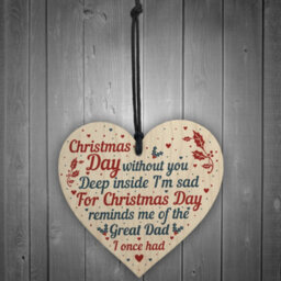Red Ocean Great Dad Memorial Christmas Tree Bauble Wooden Hanging Heart Xmas Decoration Sign - thumbnail 2