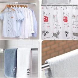 Silver 105To170Cm Heavy Duty Extendable Telescopic Shower Curtain Pole Rail Rod Bath Door Window - thumbnail 5