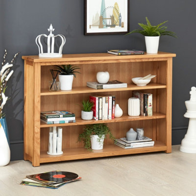 The Furniture Market London Oak Low Wide 2 Shelf Bookcase - image 1