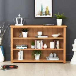 The Furniture Market London Oak Low Wide 2 Shelf Bookcase - thumbnail 2