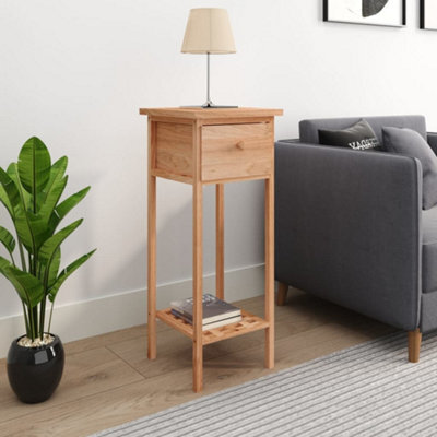 Berkfield Side Table With Drawer 25X25X60Cm Solid Wood Walnut - image 1