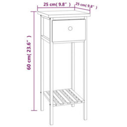 Berkfield Side Table With Drawer 25X25X60Cm Solid Wood Walnut - thumbnail 8