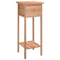 Berkfield Side Table With Drawer 25X25X60Cm Solid Wood Walnut - thumbnail 2
