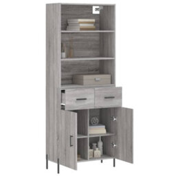 Berkfield Highboard Grey Sonoma 69.5X34X180 Cm Engineered Wood - thumbnail 3