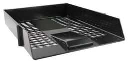 Q-Connect Plastic Letter Tray - Black - thumbnail 1