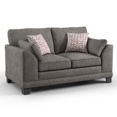 Furnishings For Less UK Hilliard Fullback Fabric 2 Seater Sofa Grey - image 1