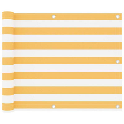 Berkfield Balcony Screen White And Yellow 75X600 Cm Oxford Fabric