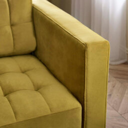 Furniturebox Uk Jenna Mustard Yellow Velvet 3 Seater Sofa - thumbnail 5