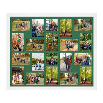 AK Frames 80X70Cm White Modern Multi Photo Frame With Emerald Mount - Holds 20 Apertures (18X) 6X4, (2X) 4X4 Photos - image 1