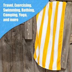 Geezy Beach Towel Orange Striped Large Microfibre Travel Camping Swimming Holiday - thumbnail 6