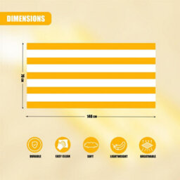 Geezy Beach Towel Orange Striped Large Microfibre Travel Camping Swimming Holiday - thumbnail 7