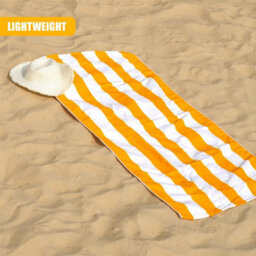 Geezy Beach Towel Orange Striped Large Microfibre Travel Camping Swimming Holiday - thumbnail 2