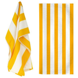 Geezy Beach Towel Orange Striped Large Microfibre Travel Camping Swimming Holiday - thumbnail 1