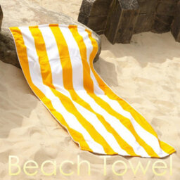 Geezy Beach Towel Orange Striped Large Microfibre Travel Camping Swimming Holiday - thumbnail 3