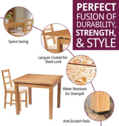 Hallowood Furniture Waverly Small Extending Table With 4 Ladder Back Oak Chairs With Beige Fabric Seat - thumbnail 2