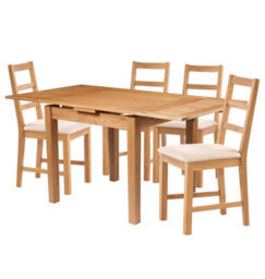 Hallowood Furniture Waverly Small Extending Table With 4 Ladder Back Oak Chairs With Beige Fabric Seat - thumbnail 8