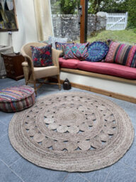Second Nature Online Gherana Circle Rug Jute In Flat Weave Round Design / 150 Cm Diameter - thumbnail 4
