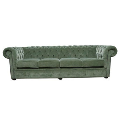Chesterfield Handmade 4 Seater Sofa Pimlico Moss Green Fabric In Classic Style - image 1
