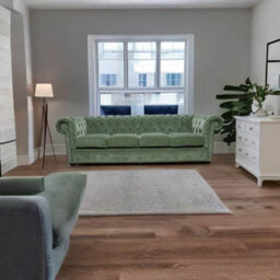 Chesterfield Handmade 4 Seater Sofa Pimlico Moss Green Fabric In Classic Style - thumbnail 5