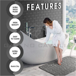 Gc Gaveno Cavailia Pearl Memory 2 Piece Non Slip Bath Mat Charcoal Quick Dry Water Absorbent Bathroom Shower Mat & Padestal Set - thumbnail 2