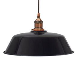 Navy Blue Chancery Painted Dome Pendant Light With Antique Copper Lamp Holder And Black Round Cable - Se Home - thumbnail 1