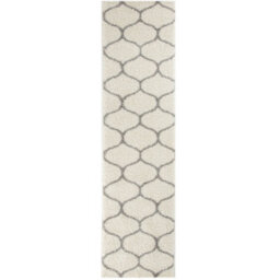 The Rugs Moroccan Shaggy Rugs And Runners Soft Fluffy Trellis Design High Pile Ivory And Grey Living Room Kitchen Hallway 600 - thumbnail 1