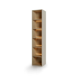 Arte Charlie 10 Bookcase 46 Cm In Cashmere - Slim Display Storage With Optional Glass Front