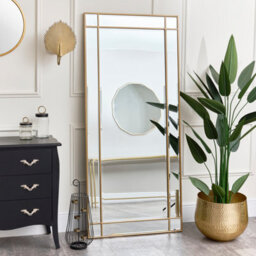 Melody Maison Large Gold Framed Art Deco Wall / Leaner Mirror 80Cm X 180Cm