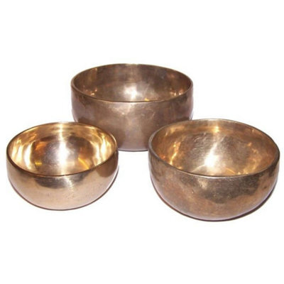 Set Of 3 Handmade Brass Singing Bowls For Meditation & Healing - image 1