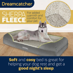 Dreamcatcher Grey Extra Large Plus Dog Bed Orthopaedic Shredded Memory Foam Fleece Sleeping Area, Non Slip Base, Washable Cover - thumbnail 3