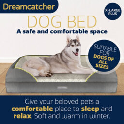 Dreamcatcher Grey Extra Large Plus Dog Bed Orthopaedic Shredded Memory Foam Fleece Sleeping Area, Non Slip Base, Washable Cover - thumbnail 2