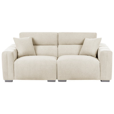 Beliani Sofa 3 Seater Fauskan Fabric Light Beige - image 1
