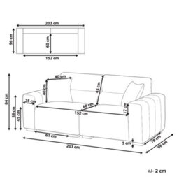Beliani Sofa 3 Seater Fauskan Fabric Light Beige - thumbnail 3
