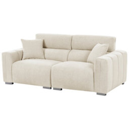 Beliani Sofa 3 Seater Fauskan Fabric Light Beige - thumbnail 4