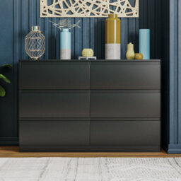 Lassic Vida Designs Denver Black 6 Drawer Chest (H)770mm (W)1200mm (D)400mm - thumbnail 3