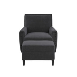 LPD Atticus Anthracite Footstool With Comfort Seat & Black Wood Legs Pack Of 1 - thumbnail 6