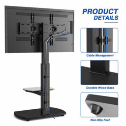 Floor Pedestal Tv Stand Upto 55Inch Tv Black - thumbnail 2
