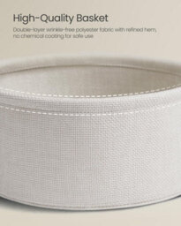 Songmics Round Side Table With Fabric Basket, Stylish Bedside Or End Table For Living Room, Cream White - thumbnail 5