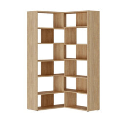Decortie Molly Corner Bookcase 5 Tier Oak Wall Mounted 178.6X93.6X29.6Cm - thumbnail 4