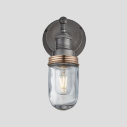Industville Brooklyn Outdoor & Bathroom Wall Light, Pewter Holder, Copper Ring - thumbnail 2