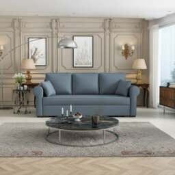 Olimpia Living Room Sofa Bed With Sleeping Function Bonell Springs Foam Hydrophobic Fabric 234X92X90 Cm Light Blue - thumbnail 3