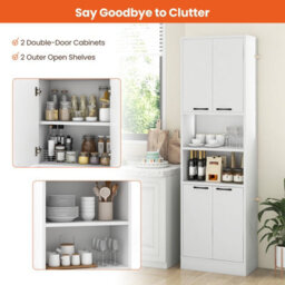 Costway 190Cm Tall Kitchen Pantry Cabinet Freestanding Cupboard With Doors & Shelves - thumbnail 4