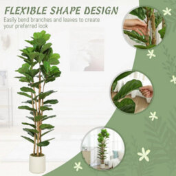 180Cm Artificial Fiddle Leaf Fig Tree With Solid Wood Trunks - thumbnail 3