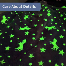 Glow In The Dark Throw Blanket Soft Flannel With Moon, Stars & Unicorns Cozy, Warm & Luminous Gift For Kids & Adults (Pink) - thumbnail 4