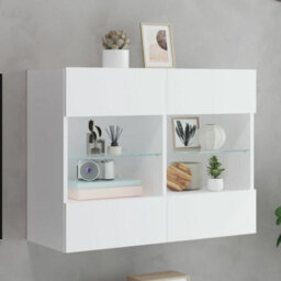 Berkfield Tv Wall Cabinet With Led Lights White 78.5X30X60.5 Cm - thumbnail 1