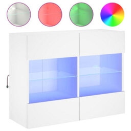 Berkfield Tv Wall Cabinet With Led Lights White 78.5X30X60.5 Cm - thumbnail 2