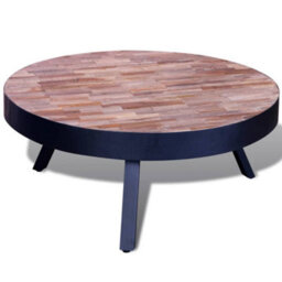 Berkfield Coffee Table Round Reclaimed Teak Wood - thumbnail 4