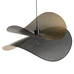 Wyld And Coco Aurora Pendant Lamp Black And Gold - Perforated Curved Shade, W60 X D50 X H150Cm - thumbnail 1