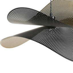 Wyld And Coco Aurora Pendant Lamp Black And Gold - Perforated Curved Shade, W60 X D50 X H150Cm - thumbnail 5