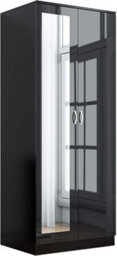 Harmin Mirrored Black High Gloss Bedroom Furniture Set - 2 Door Wardrobe Chest Bedside - thumbnail 3